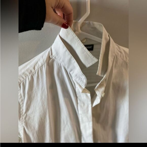 DOLCE & GABBANA White Pin Stripe Long Sleeve Button Up Top - Picture 3 of 7
